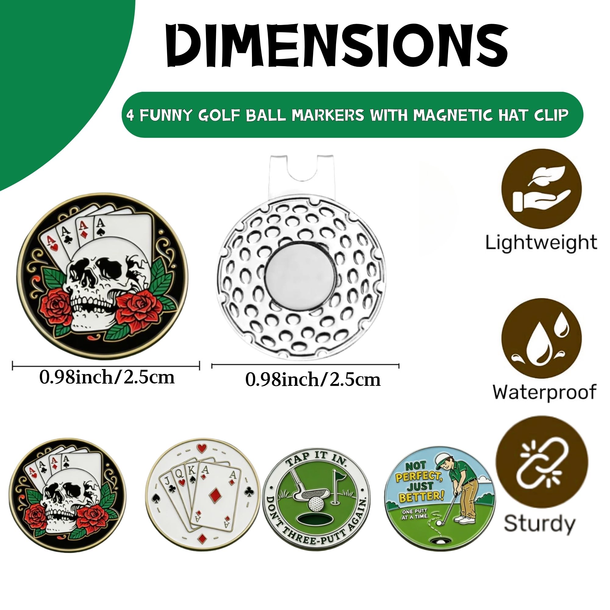 4 pcs Golf Ball Marker Set wit - Ball Marker Set recension och pris