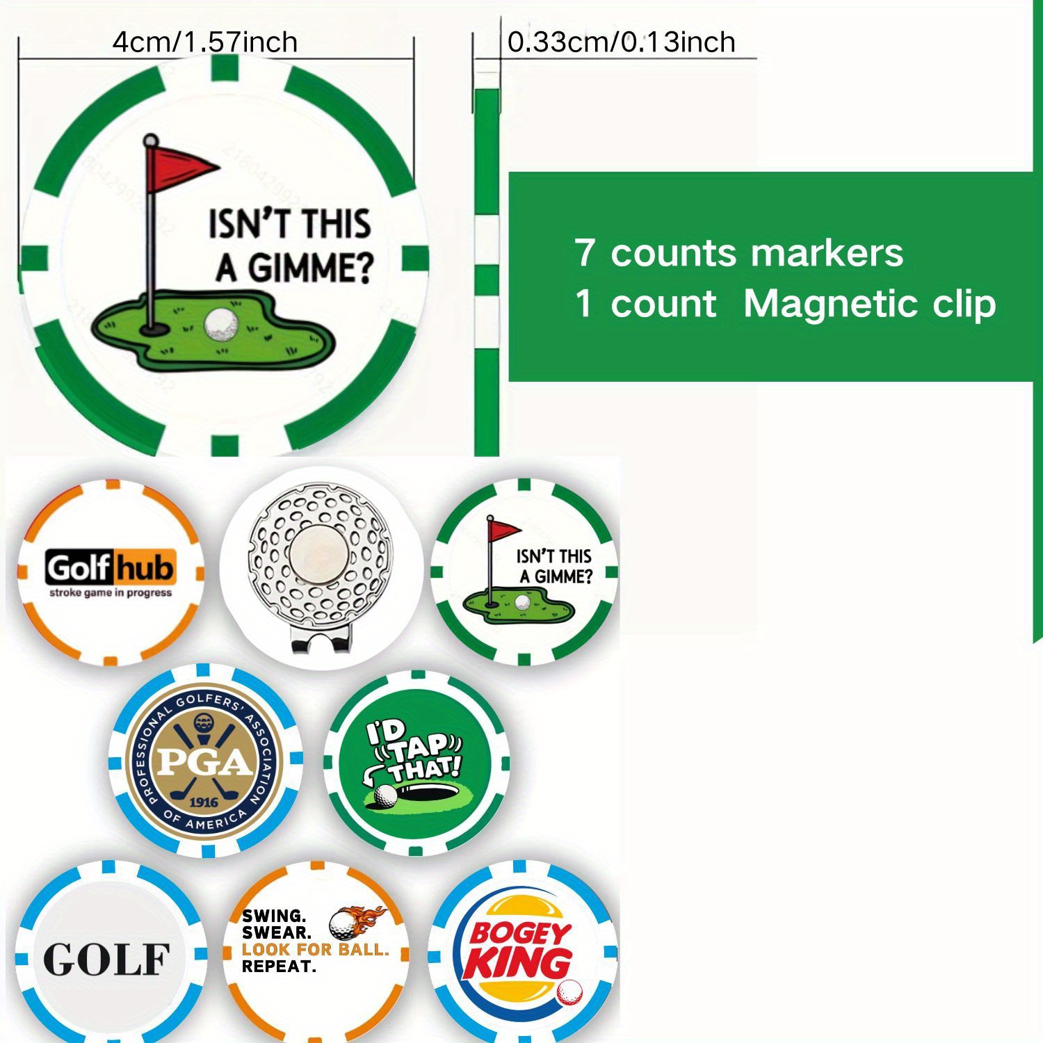7 Pcs PGA Golf Ball Markers wi - Ball Marker Set recension och pris